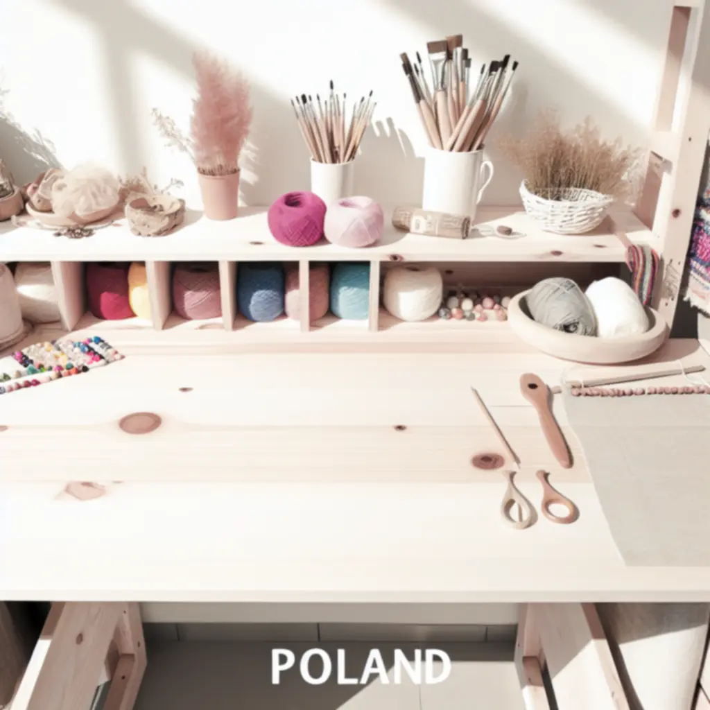 Artystyczne stanowisko pracy z materiałami do rękodzieła